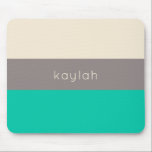 Seafoam Green Colour Block Pattern with Name Mouse Pad<br><div class="desc">A trendy minimalist design with a tri-colour colour block pattern in seafoam green,  taupe and sand beige. Personalize with your name or other desired text. This design is available in a variety of colour combinations.</div>