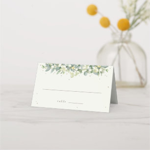 Seafoam Green/Cream Snowberry+Eucalyptus Wedding Place Card