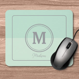Seafoam Green Custom Monogram Name  Mouse Pad
