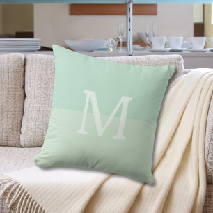 Seafoam Green Custom Monogram  Throw Pillow