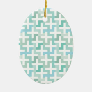 Seafoam Green Geometric Ceramic Ornament