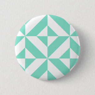 Seafoam Green Geometric Deco Cube Pattern 2 Inch Round Button