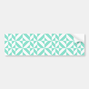 Seafoam Green Geometric Deco Cube Pattern Bumper Sticker