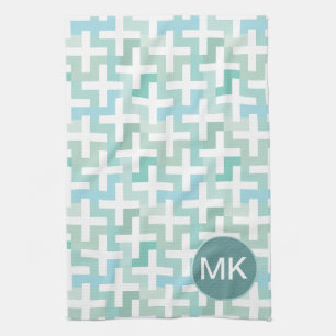 Seafoam Green Geometric Kitchen Towel