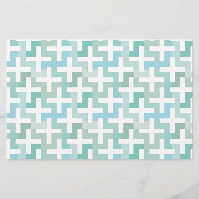 Seafoam Green Geometric Stationery (Front)