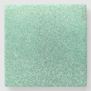 Seafoam green glitter stone coaster
