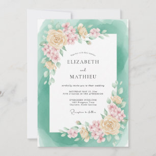Seafoam Green Lustrous Spring Wedding Invitation