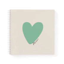 Seafoam Green Mint Heart Square Notebook