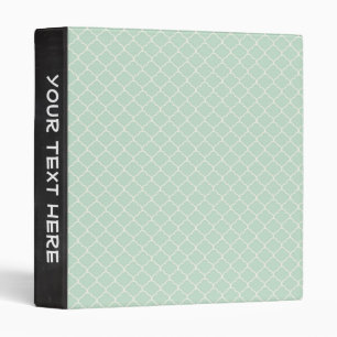 Seafoam Green Moroccan Quatrefoil Pattern Binder