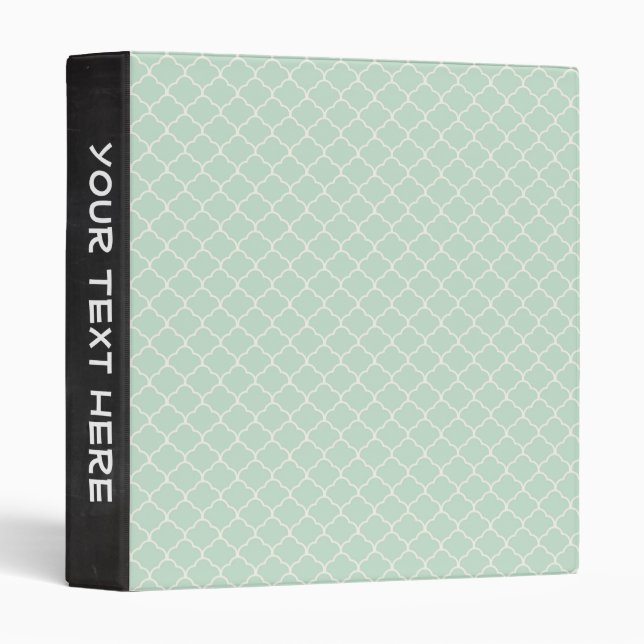 Seafoam Green Moroccan Quatrefoil Pattern Binder (Front/Spine)