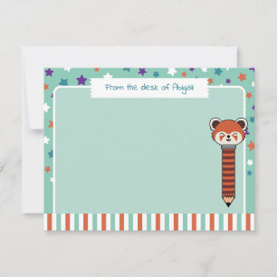 Seafoam Green Red Panda From The Desk of Your Name Card