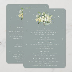Seafoam Green Snowberry+Eucalyptus Bouquet Wedding Program