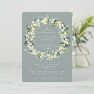 Seafoam Green Snowberry+Eucalyptus Bridal Shower Invitation