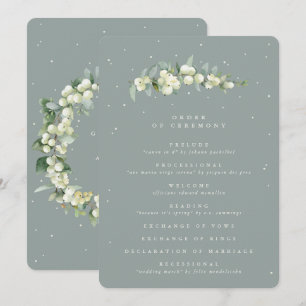 Seafoam Green Snowberry+Eucalyptus Stem Wedding Program