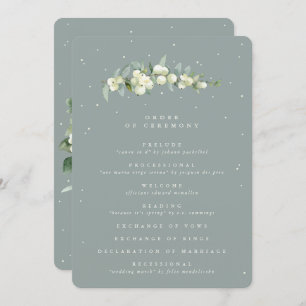 Seafoam Green Snowberry+Eucalyptus Stem Wedding Program