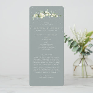 Seafoam Green Snowberry+Eucalyptus Stem Wedding Program