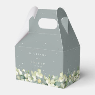 Seafoam Green Snowberry+Eucalyptus Winter Wedding Favor Box