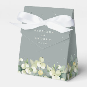 Seafoam Green Snowberry+Eucalyptus Winter Wedding Favor Box