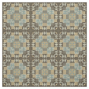 Seafoam Green Taupe Beige Dark Brown Ethnic Look Fabric