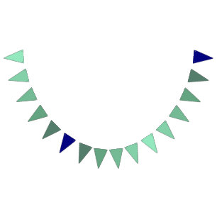 Seafoam Green to Navy Blue Gradient  Bunting Flags