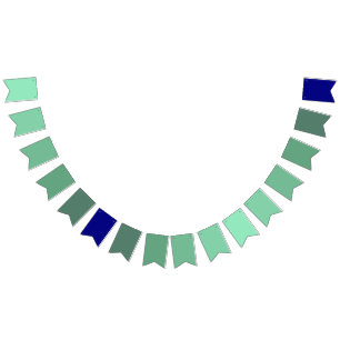 Seafoam Green to Navy Blue Gradient  Bunting Flags