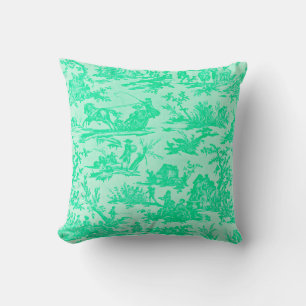 Seafoam Green Toile Throw Pillow