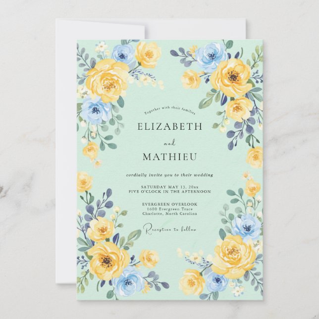 Seafoam Green Vivid Spring Wedding Invitation (Front)