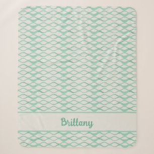 Seafoam Green Waves Personalized Coastal Decor Sherpa Blanket