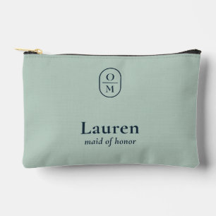Seafoam Green   Wedding Monogram Bridesmaid Gift  Accessory Pouch