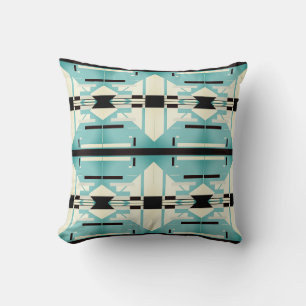 Seafoam Green White Black Large Tile Design Throw Pillow