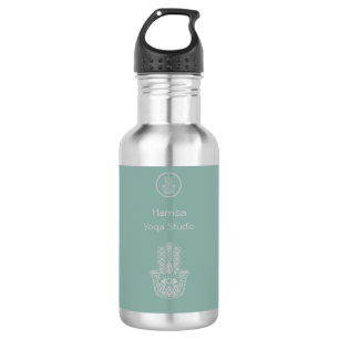 Seafoam Green Yoga Studio Hamsa Customizable 532 Ml Water Bottle