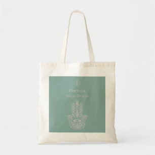 Seafoam Green Yoga Studio Hamsa Customizable Tote Bag