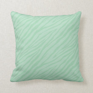 Seafoam Green Zebra Print Throw Pillow