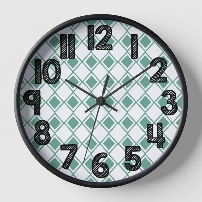 Seafoam Harlequin  Clock (Front)
