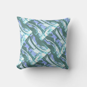 Seafoam Lavender White Grey-Green Diagonal Motif  Throw Pillow