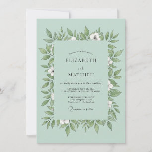 Seafoam Leaf Wedding Invitation