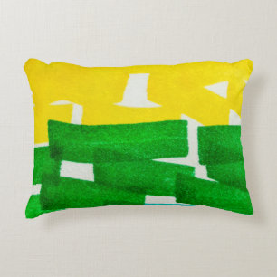 Seafoam Lilac Boho Hand Drawn Stroke. Fuchsia Hot  Accent Pillow