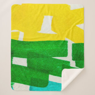 Seafoam Lilac Boho Hand Drawn Stroke. Fuchsia Hot  Sherpa Blanket