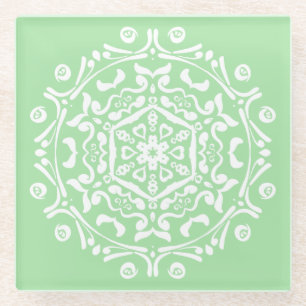 Seafoam Mandala Glass Coaster