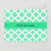 Seafoam Mint Green Quatrefoil Pattern