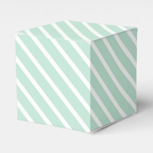 Seafoam mint green White Stripes oblique pattern Favor Box