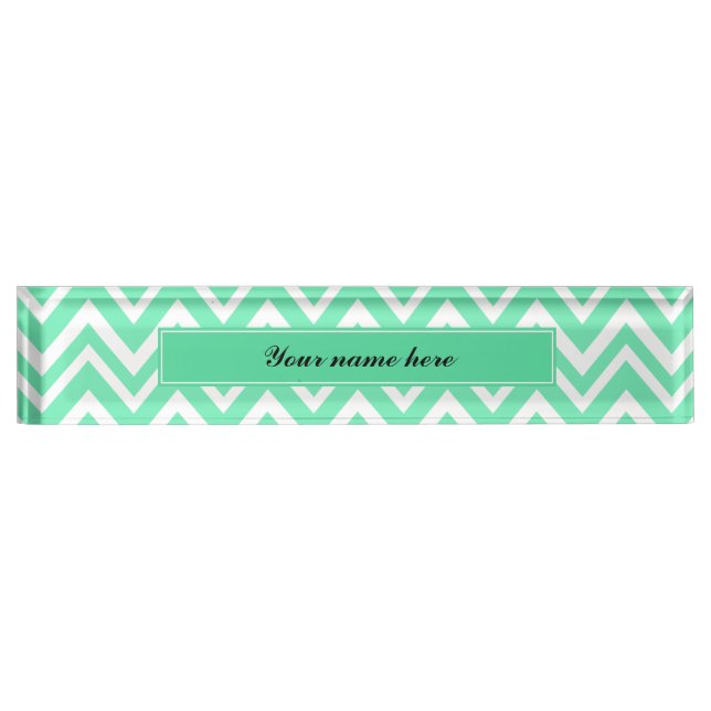 Seafoam Mint Green Zigzgag Pattern Nameplate (Front)