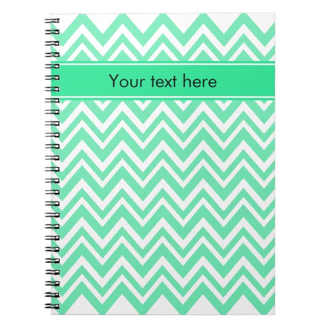 Seafoam Mint Green Zigzgag Pattern Notebook (Front)