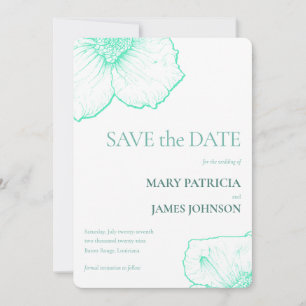 Seafoam Modern Minimalist Botanical Wedding 🌿 🌸 Save The Date