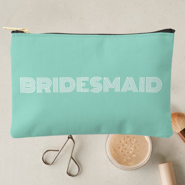 Seafoam Modern Typography Bridesmaid Accessory Pouch (In Situ Makeup)