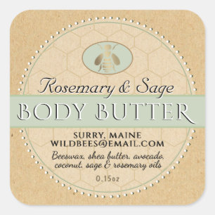 Seafoam on Kraft Beeswax Body Butter  Square Sticker