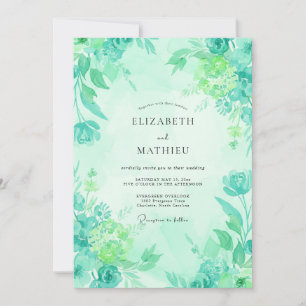 Seafoam Painted Bloom Wedding Invitation