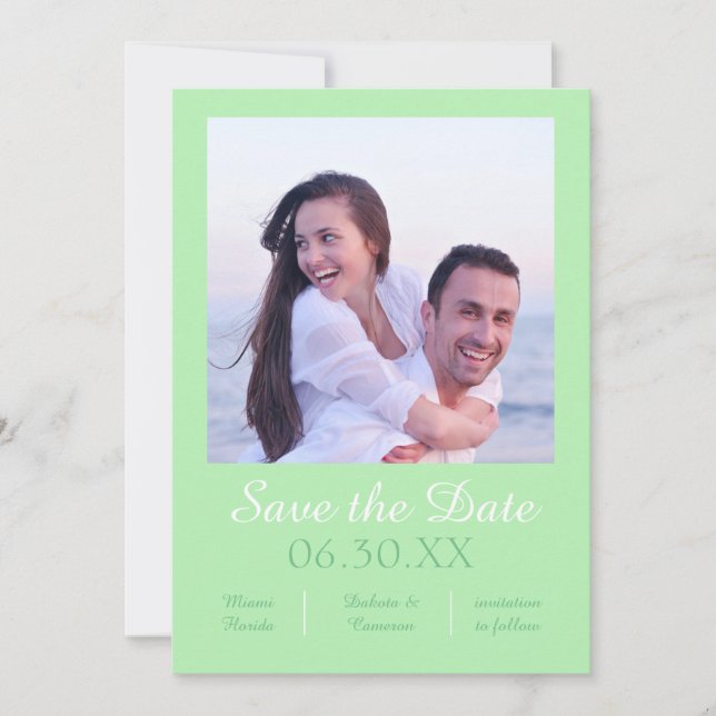 Seafoam Photo Vertical - Save the Date (Front)