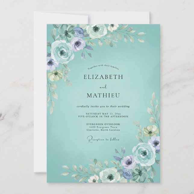 Seafoam Serene Romantic Wedding Invitation (Front)