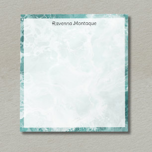 Seafoam Silver Border Elegant Custom Script Name Notepad